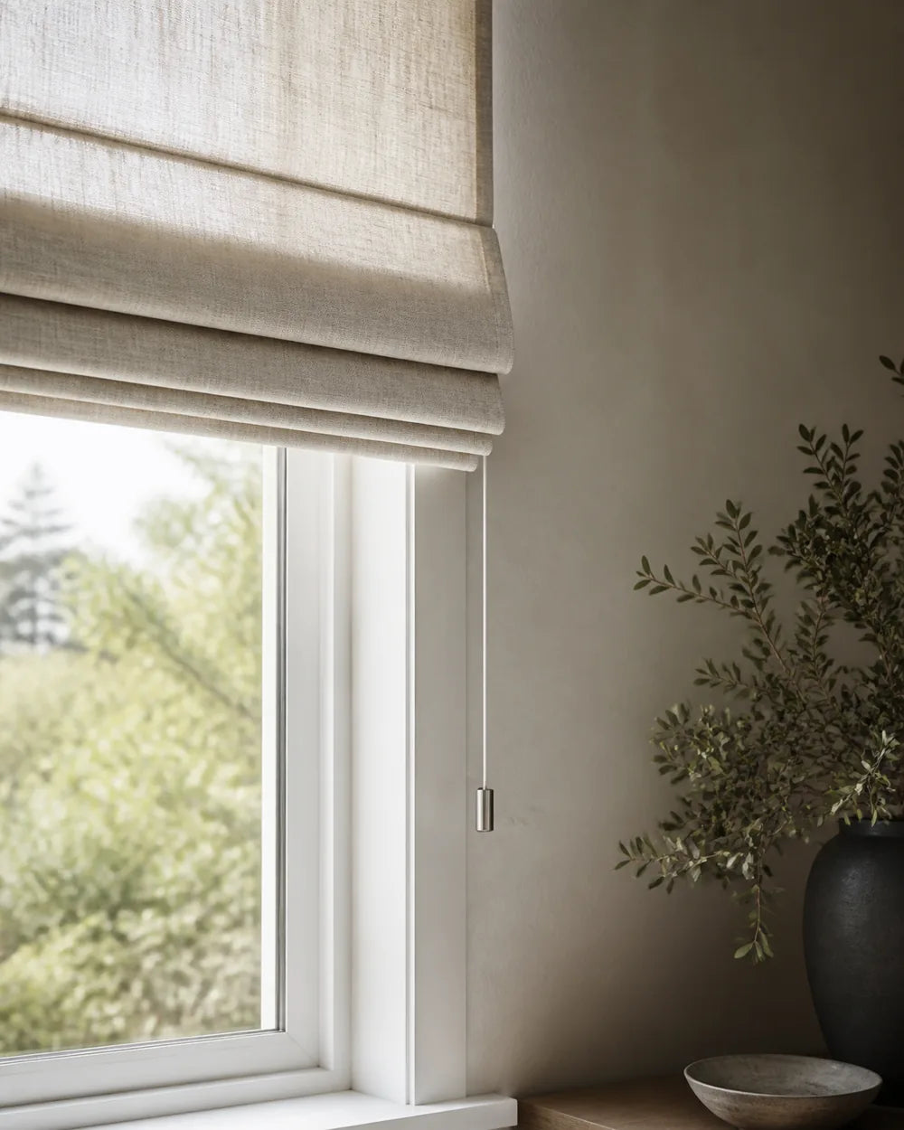 Roman blinds in a neutral interior