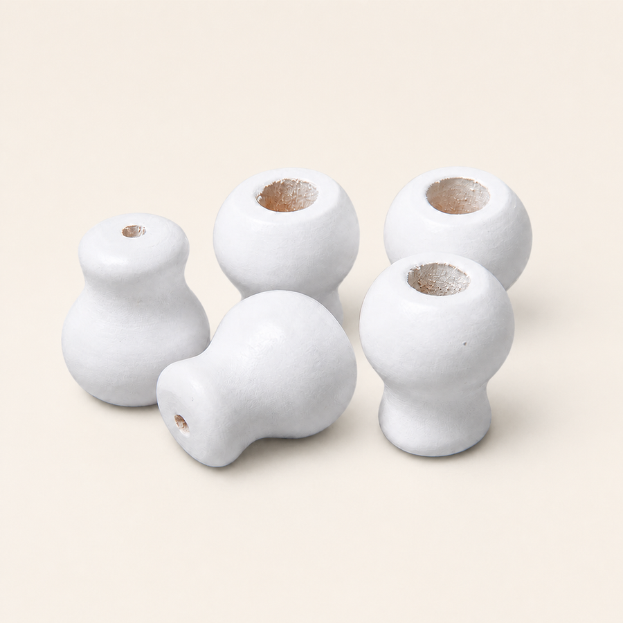White bell-shaped wooden Roman blind acorn cord pulls