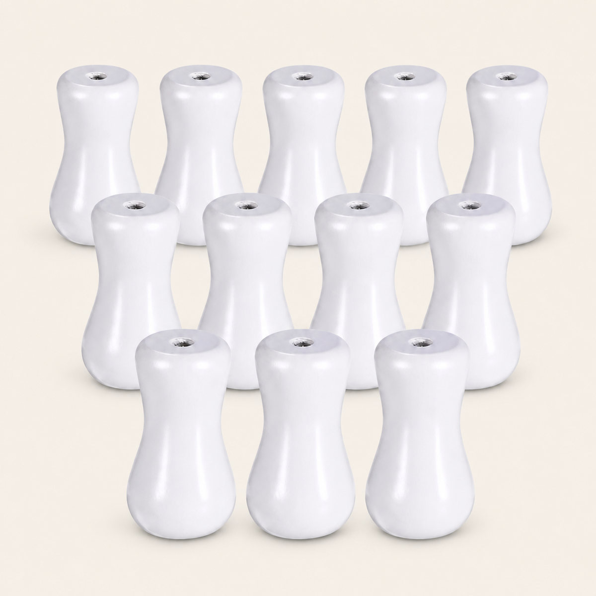 White vase-shaped wooden Roman blind acorn cord pulls